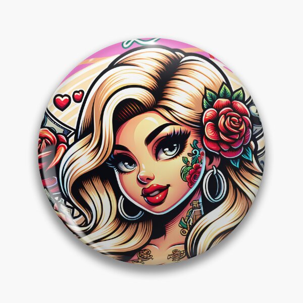 Item preview, Bad Girls Taste Better – Pin Up Girl, Roses & Sugar Skull Tattoo Style designed and sold by JagabondCustom.