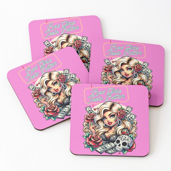 Item preview, Bad Girls Taste Better – Pin Up Girl, Roses & Sugar Skull Tattoo Style designed and sold by JagabondCustom.