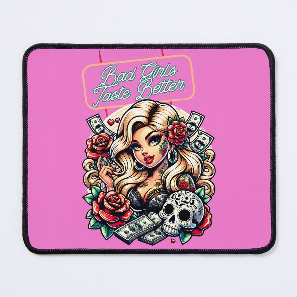 Item preview, Bad Girls Taste Better – Pin Up Girl, Roses & Sugar Skull Tattoo Style designed and sold by JagabondCustom.