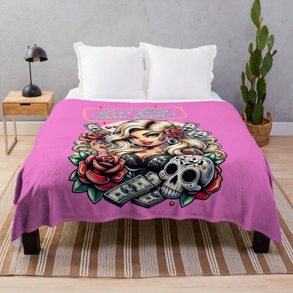 Item preview, Bad Girls Taste Better – Pin Up Girl, Roses & Sugar Skull Tattoo Style designed and sold by JagabondCustom.