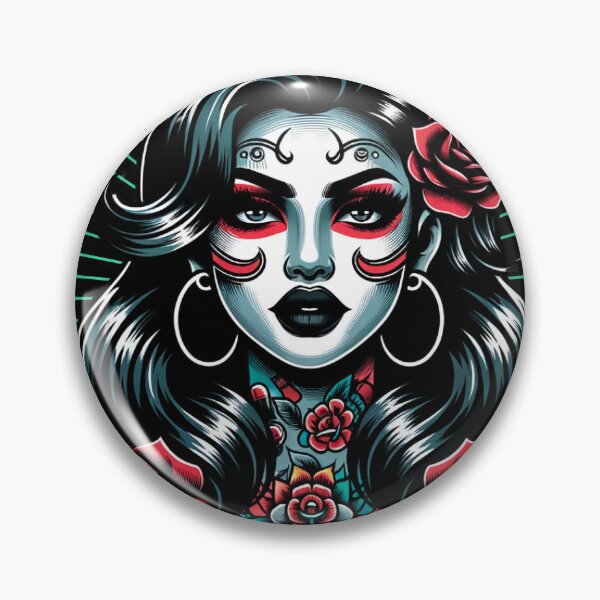 Item preview, Bad Girls Taste Better – Dark Pinup Tattoo Girl with Roses (Chicana Style) designed and sold by JagabondCustom.
