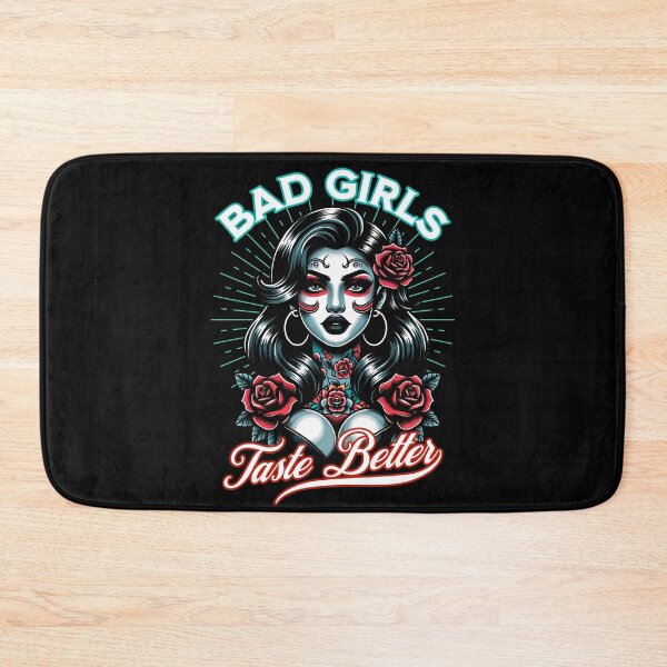 Item preview, Bad Girls Taste Better – Dark Pinup Tattoo Girl with Roses (Chicana Style) designed and sold by JagabondCustom.