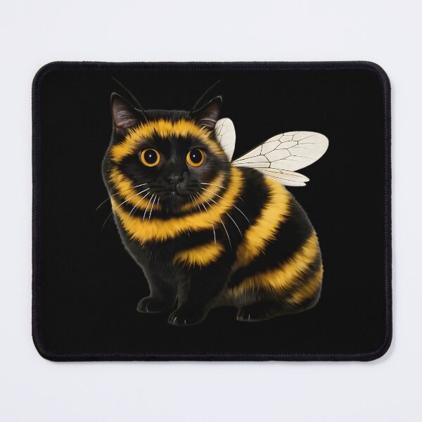 Item preview, Cute Bumblebee Cat Illustration, Funny Bee Cat Hybrid Animal Art, Adorable Yellow Black Striped Kitty Aesthetic Gift Design designed and sold by JoyBoyStudio1.
