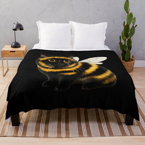 Item preview, Cute Bumblebee Cat Illustration, Funny Bee Cat Hybrid Animal Art, Adorable Yellow Black Striped Kitty Aesthetic Gift Design designed and sold by JoyBoyStudio1.