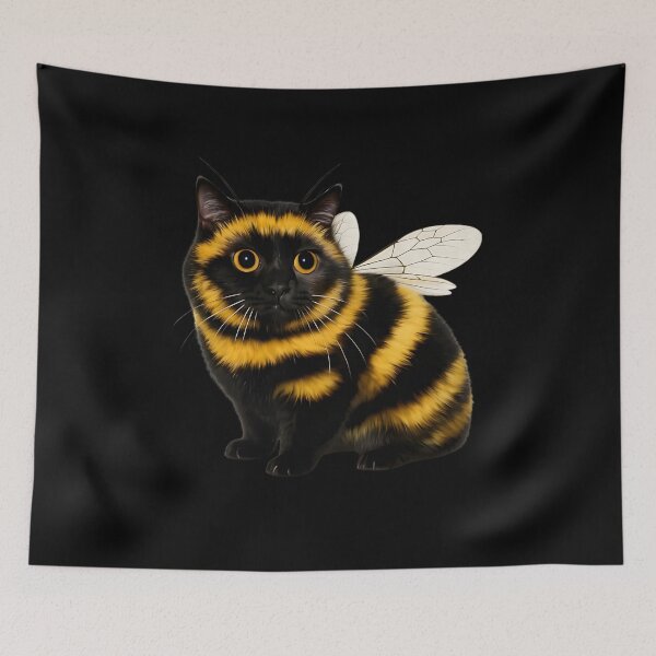 Item preview, Cute Bumblebee Cat Illustration, Funny Bee Cat Hybrid Animal Art, Adorable Yellow Black Striped Kitty Aesthetic Gift Design designed and sold by JoyBoyStudio1.