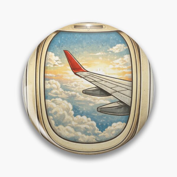 Item preview, Airplane window with wings & clouds – flight travel motif designed and sold by LongIslandDesgn.