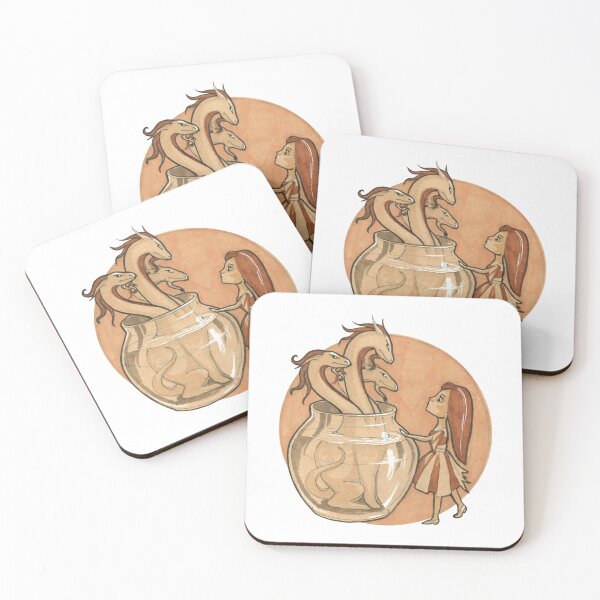 Item preview, Girl and the Three-Headed Hydra - Hand-Drawn Fairytale illustration designed and sold by BlackLineLab.