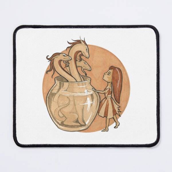 Item preview, Girl and the Three-Headed Hydra - Hand-Drawn Fairytale illustration designed and sold by BlackLineLab.