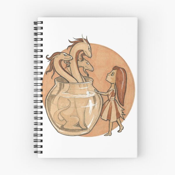 Item preview, Girl and the Three-Headed Hydra - Hand-Drawn Fairytale illustration designed and sold by BlackLineLab.