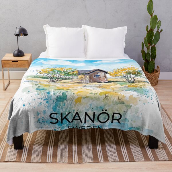 Item preview, Autumn light at Skanör Sweden with name - watercolor illustration designed and sold by clausbjoern.
