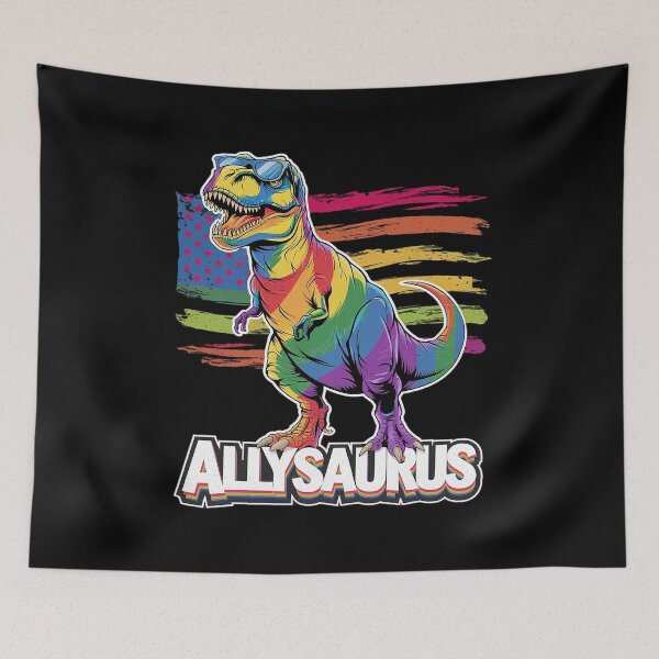 Item preview, Dinosaur T Rex LGBT Gay Pride Flag Allysaurus Ally Men Boys  designed and sold by MarkLeedsArt.