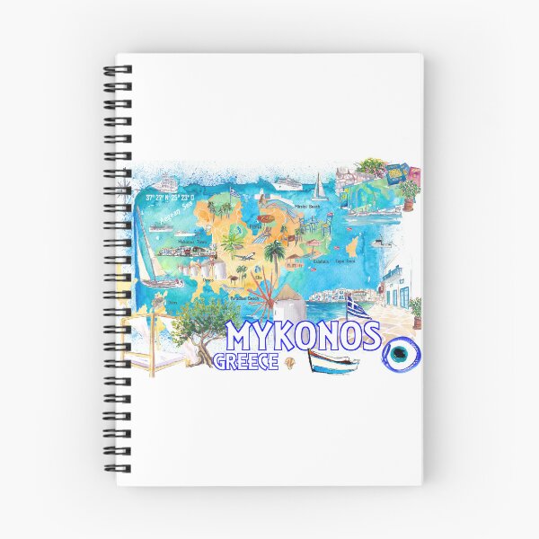 Item preview, Mykonos Greece Cyclades Illustrated Island Map with Iconic Highlights - Vertical Edition designed and sold by artshop77.