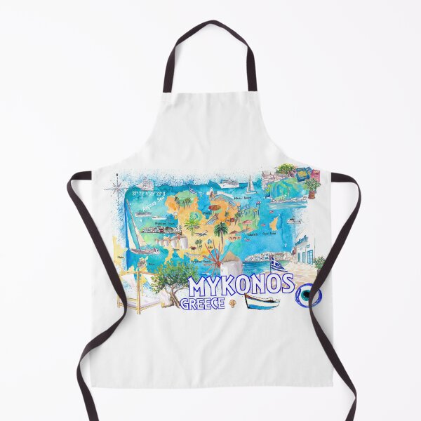 Item preview, Mykonos Greece Cyclades Illustrated Island Map with Iconic Highlights - Vertical Edition designed and sold by artshop77.