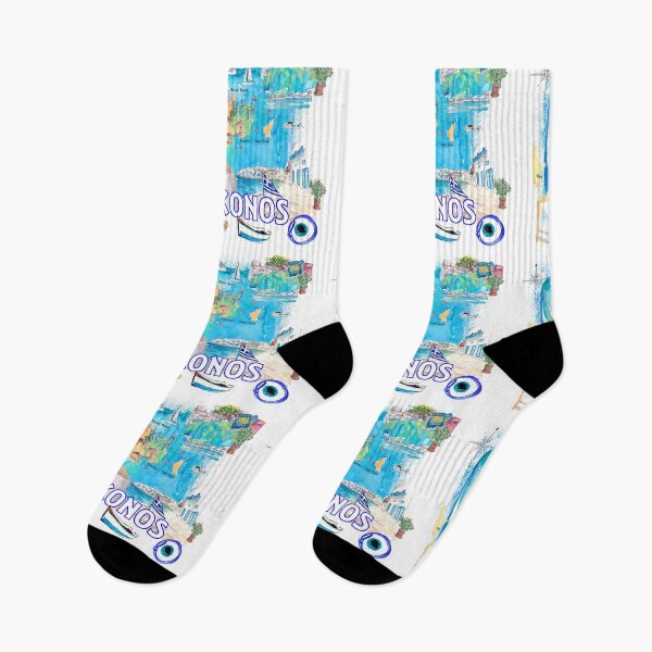Item preview, Mykonos Greece Cyclades Illustrated Island Map with Iconic Highlights - Vertical Edition designed and sold by artshop77.