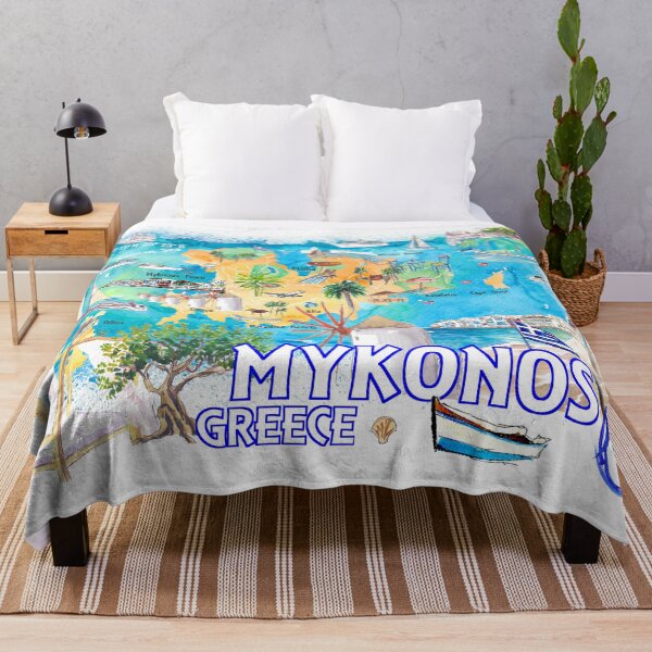 Item preview, Mykonos Greece Cyclades Illustrated Island Map with Iconic Highlights - Vertical Edition designed and sold by artshop77.