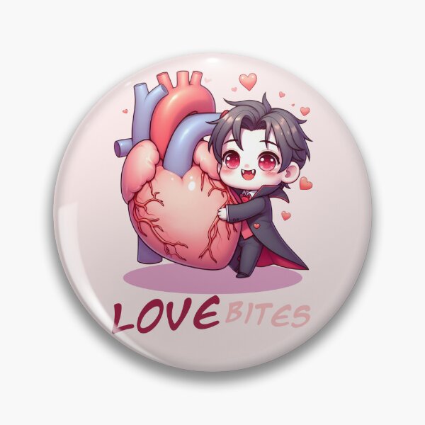 Item preview, Love Bites - Cute Vampire Chibi with Anatomic Heart designed and sold by HeavenStyleArt.
