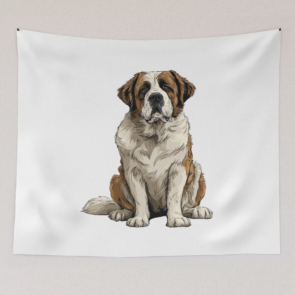 Item preview, Red and White St Bernard Dog Illustration designed and sold by whyitsme.
