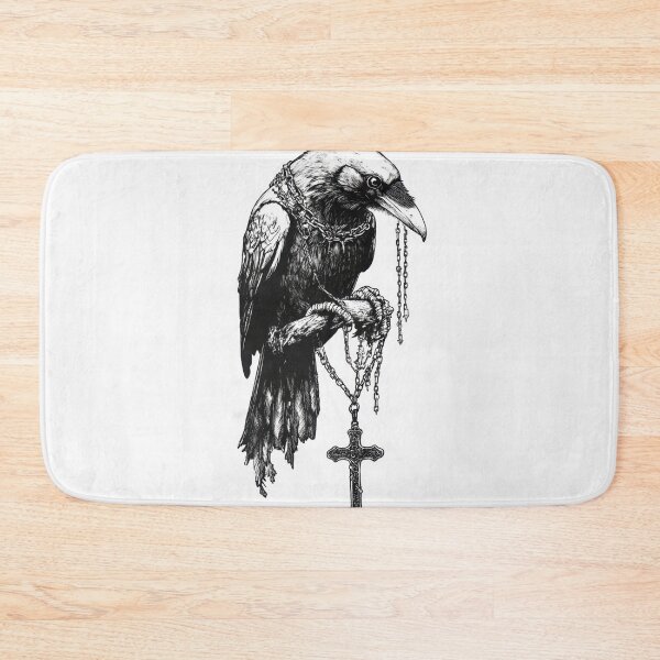 Item preview, Raven holding a cross necklace designed and sold by anytka.