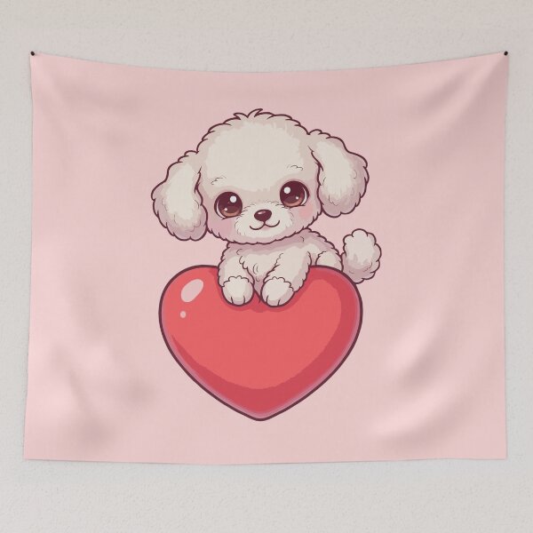 Item preview, Cute Teacup Poodle Puppy Holding Red Heart – Valentine Dog designed and sold by The Real Life Symphony.
