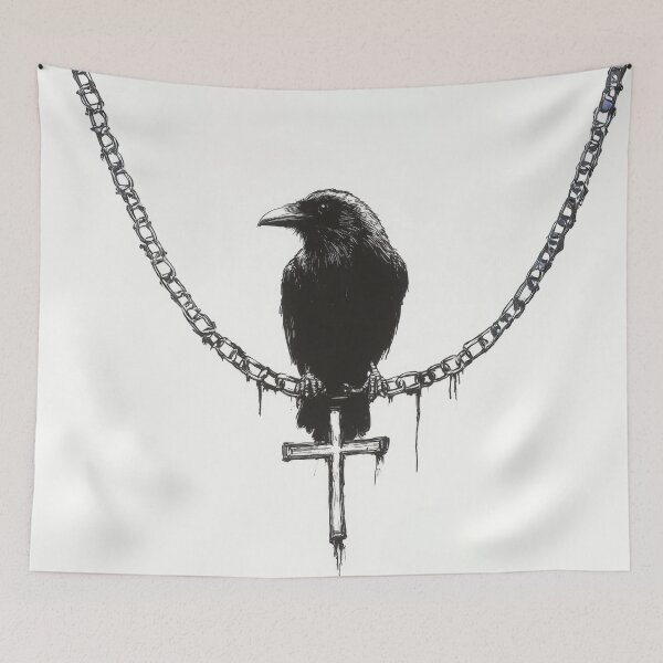 Item preview, Raven on chain with cross designed and sold by anytka.