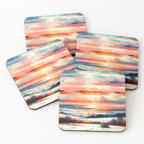 Item preview, Fields of Quiet Fire | Modern Sunrise Landscape  designed and sold by Stoneflower-Art.