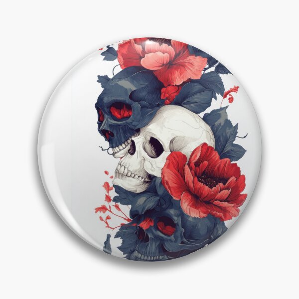Item preview, Skulls with red flowers and leaves designed and sold by anytka.