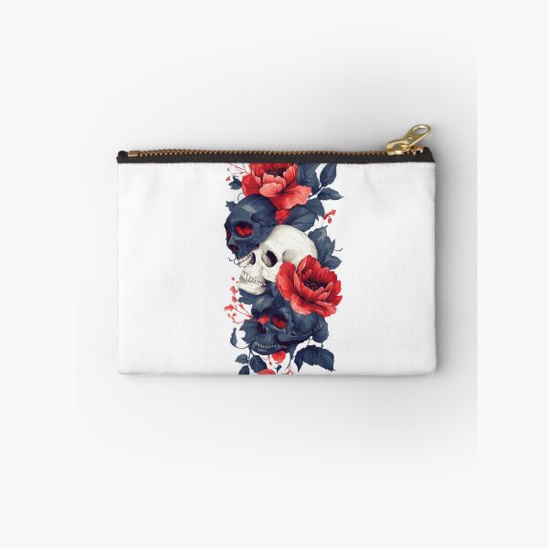 Item preview, Skulls with red flowers and leaves designed and sold by anytka.