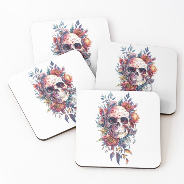 Item preview, Skull with flowers in bright colors designed and sold by anytka.