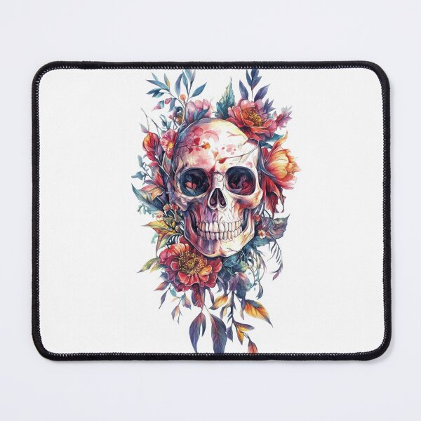 Item preview, Skull with flowers in bright colors designed and sold by anytka.