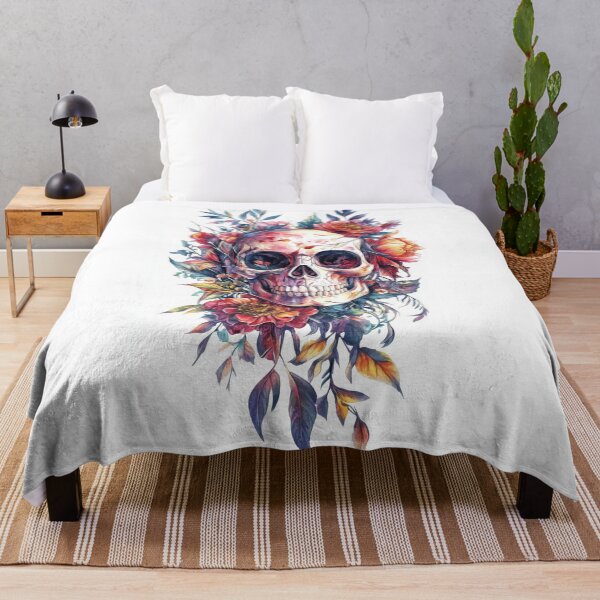Item preview, Skull with flowers in bright colors designed and sold by anytka.