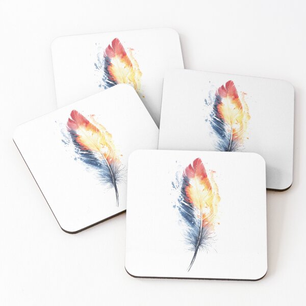 Item preview, Feather with colorful paint splashes designed and sold by anytka.