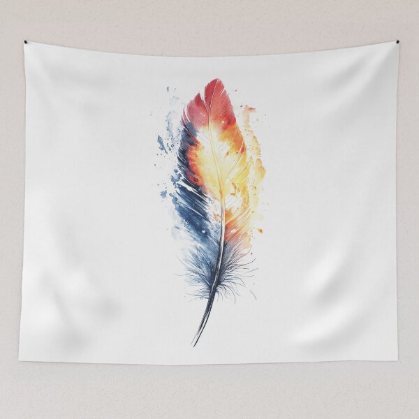 Item preview, Feather with colorful paint splashes designed and sold by anytka.
