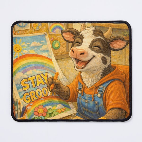 Item preview, Retro Cow Stay Groovy Art designed and sold by MIArt Studio.