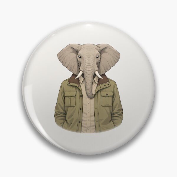 Item preview, Elephant in Field Jacket Illustration designed and sold by Ombrya.