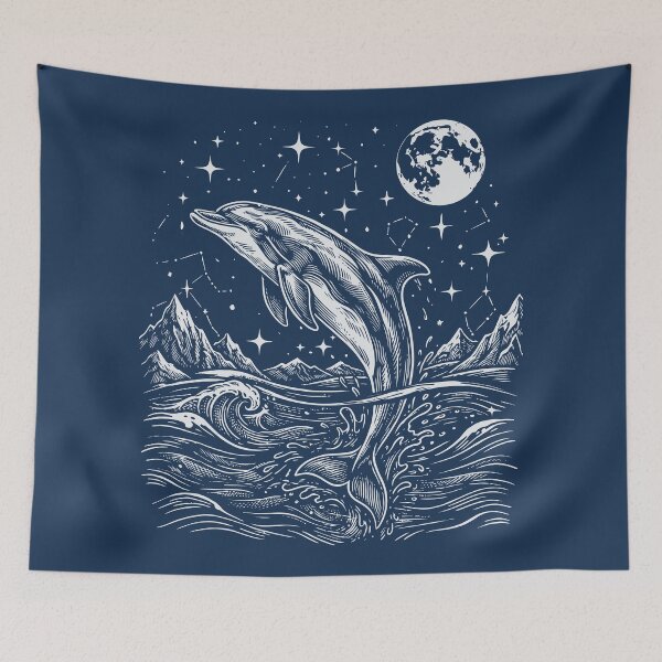 Item preview, Celestial Dolphin In Ocean Sea Creature Oceancore designed and sold by Y-Vibes.