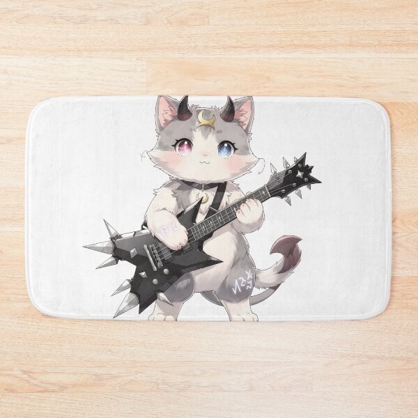 Item preview, Kawaii Occult Metal Cat – Cute Demon Cat Playing Electric Guitar designed and sold by onlin3boutiqu3.