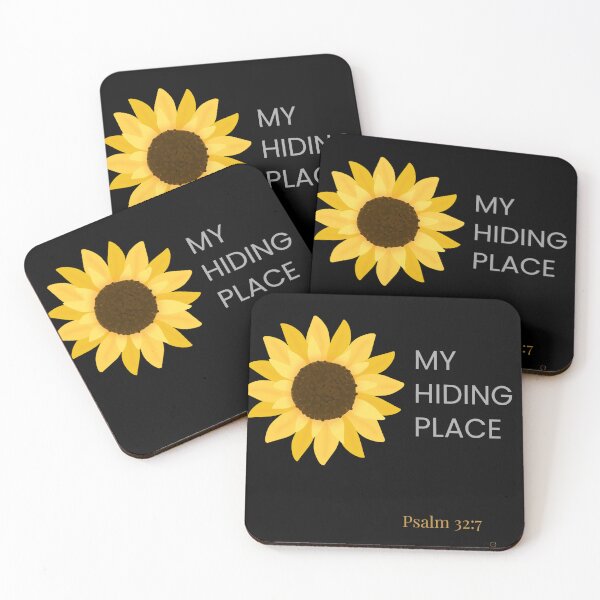 Item preview, My Hiding Place – Sunflower & Psalm 32:7 (Black Background) designed and sold by QuietRootStudio.