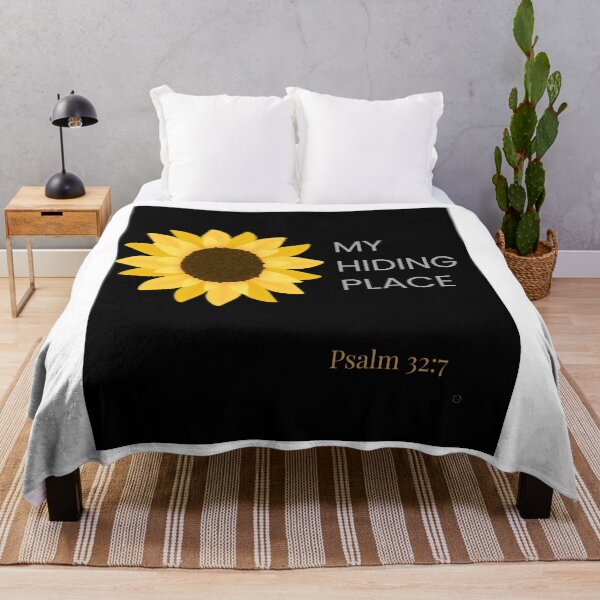Item preview, My Hiding Place – Sunflower & Psalm 32:7 (Black Background) designed and sold by QuietRootStudio.