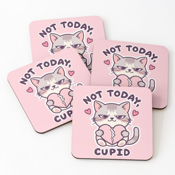 Item preview, Kawaii Grumpy Cat Anti‑Valentine’s – “Not Today, Cupid” v.1 designed and sold by PixelNest-Haven.