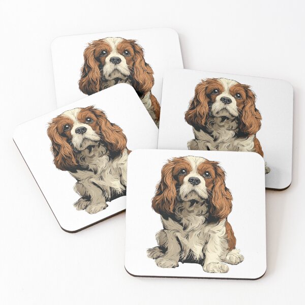 Item preview, Red and White Cavalier King Charles Spaniel Dog Illustration designed and sold by whyitsme.