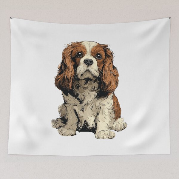 Item preview, Red and White Cavalier King Charles Spaniel Dog Illustration designed and sold by whyitsme.