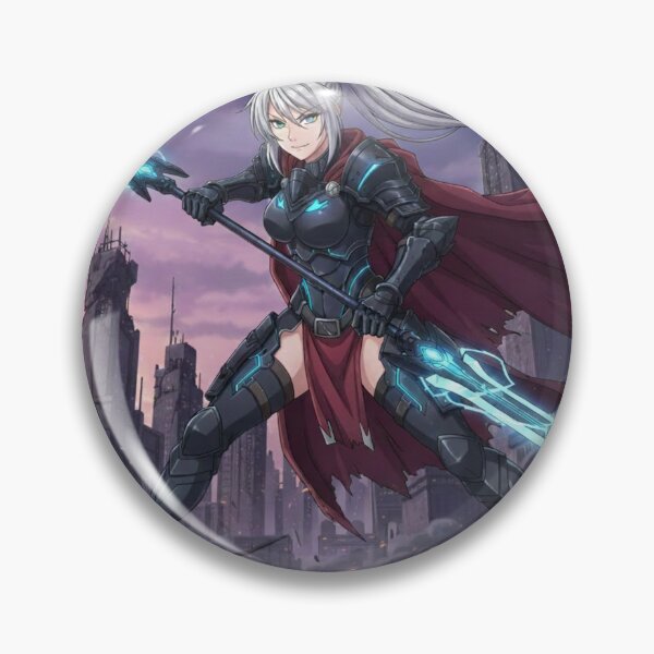 Item preview, Seraphina, Neon Spear Knight in a Dystopian City designed and sold by Prayful.
