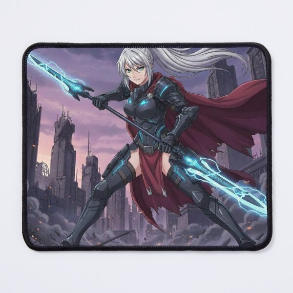 Item preview, Seraphina, Neon Spear Knight in a Dystopian City designed and sold by Prayful.