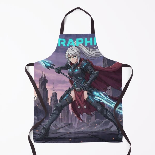 Item preview, Seraphina, Neon Spear Knight in a Dystopian City designed and sold by Prayful.