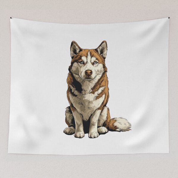 Item preview, Red and White Siberian Husky Dog Illustration designed and sold by whyitsme.