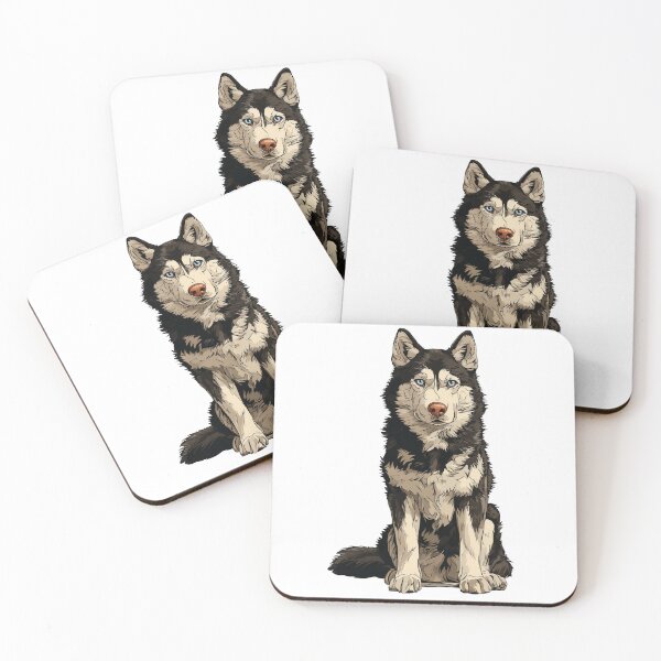 Item preview, Black and White Siberian Husky Dog Illustration designed and sold by whyitsme.