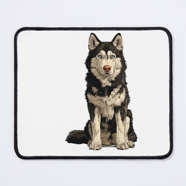 Item preview, Black and White Siberian Husky Dog Illustration designed and sold by whyitsme.
