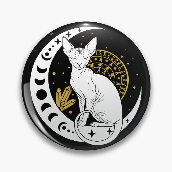 Item preview, Celestial Sphynx Moon Phases Gold Geometry Crystals designed and sold by kaszczyszko.