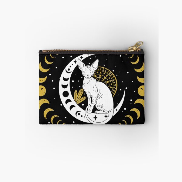 Item preview, Celestial Sphynx Moon Phases Gold Geometry Crystals designed and sold by kaszczyszko.