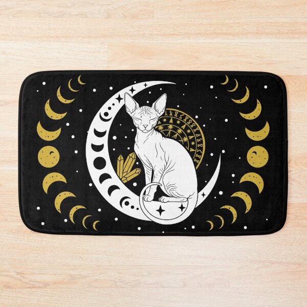 Item preview, Celestial Sphynx Moon Phases Gold Geometry Crystals designed and sold by kaszczyszko.